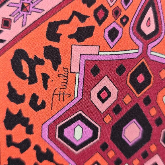 Emilio Pucci Pink Signed Print Stretch Silk Dress Size 8 - Picture 5 of 14